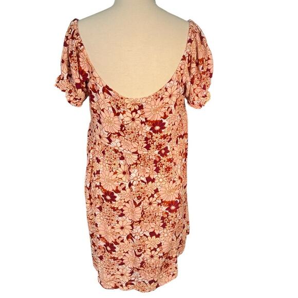 Volcom Women's Goovestone Printed Short Babydoll Dress Dark Clay Size XL/12 - Picture 6 of 12